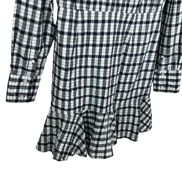 VERONICA BEARD Sherry Crinkled Plaid Mini Dress Size Small Navy Blue White - Picture 7 of 14